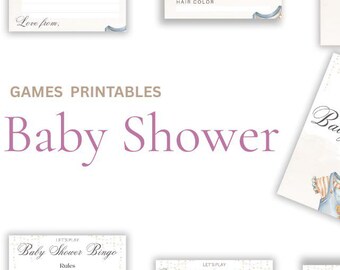 Baby Shower Games Printable Bundle,Fun Baby Shower Party Games,Baby Bingo, Who Knows Mom Best, Trivia,Instant Download
