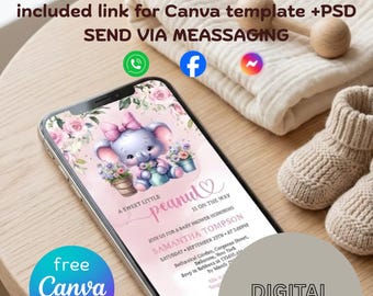 Digital Download Baby Shower Digital Invite – Digital Download – Editable Invitation – Canva Template – Instant Download