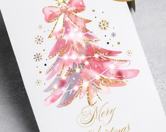 Editable Merry Christmas, Favor Tags Printable, Christmas Gift Tags with Gold Tree, Holiday Gift Labels, Instant Download PDF