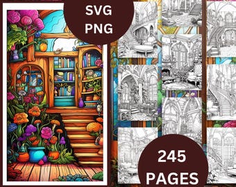 Adult Fantasy Coloring Pages Printable,240 Pages Relaxing Coloring Book PDF for Stress Relief 18+