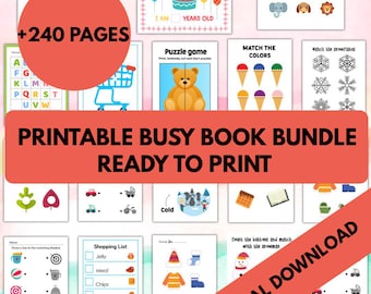 Busy Book Bundle for Toddlers and Preschool,Printable Learning Activities,Montessori Busy Book PDF,Homeschool Worksheets