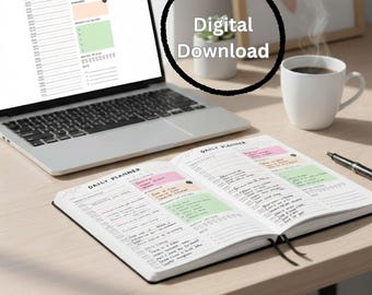 Daily Planner Printable,Colorful Modern Daily Planner Sheet,To-Do List, Goals, Schedule & Water Tracker,Instant Download PDF