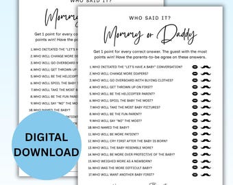 Guess Who Mommy or Daddy Game Printable,Baby Shower Game for Guests,Instant Digital Download PDF