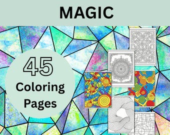 Shapes and Lines Coloring Pages,Abstract Geometric Coloring Book,Modern Magic Line Art,Printable Digital Coloring Pages for Adults