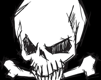 Hand-Drawn Skull & Crossbones Digital Artwork