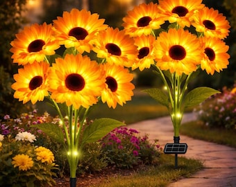 Solar Sunflower Garden Lights – Waterproof LED Outdoor Decor, 2-Pack