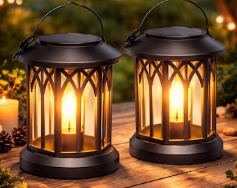 Waterproof Solar Lanterns, Patio Garden Decor, 2 Pack