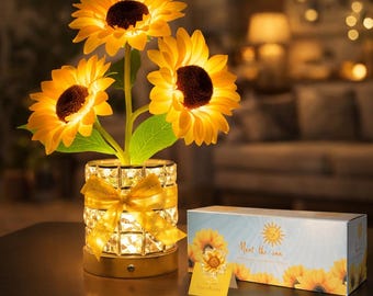 Sunflower LED Lamp, USB Rechargeable Touch Night Light, Flower Decor
