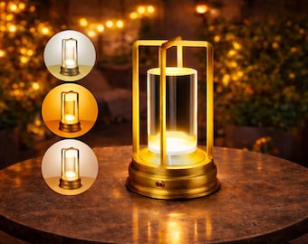 Cordless LED Table Light Rechargeable Gold Touch Dimmable Indoor Outdoor Bedside Decor