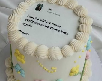 Eu não sou mais criança - Topper de Bolo Personalizado com Letra de Música em Formato de Coração: Impressão Comestível em Pasta Americana