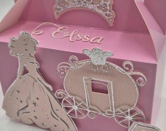 Personalisierte Prinzessin Party Favor Box Wagen Geburtstagsbox Benutzerdefinierte Name Alter Kindergeburtstag Box