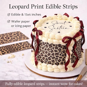 Leopard edible wrap around Cake topper/cake ribbon ICING/WAFER