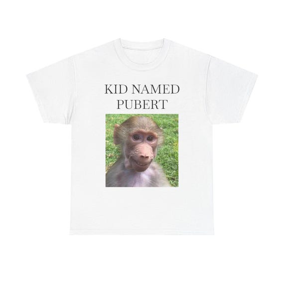 Kid Named Pubert Monkey Photo T-shirt | Funny Animal Graphic Tee