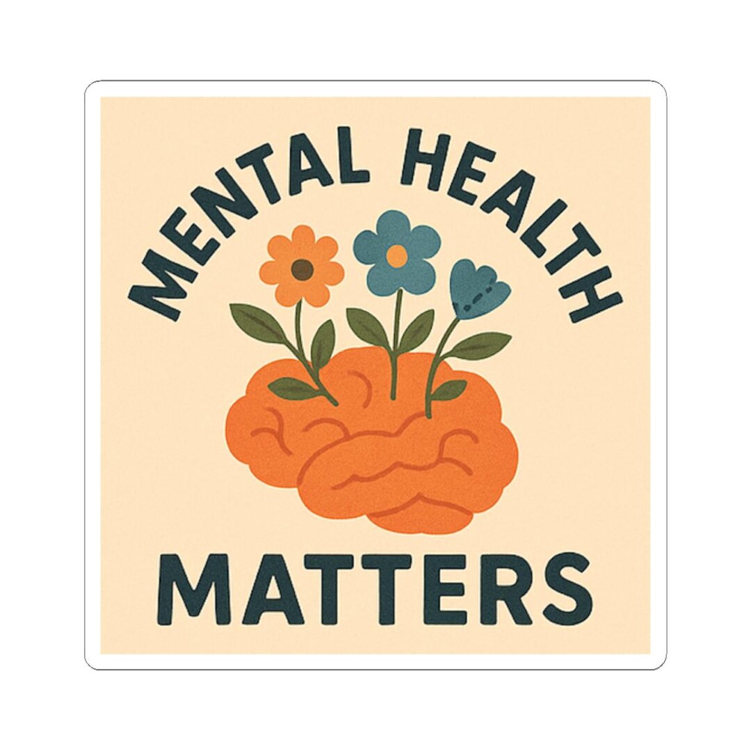 Mental Health Matters Sticker - Brain Flowers, Glossy Vinyl - Etsy