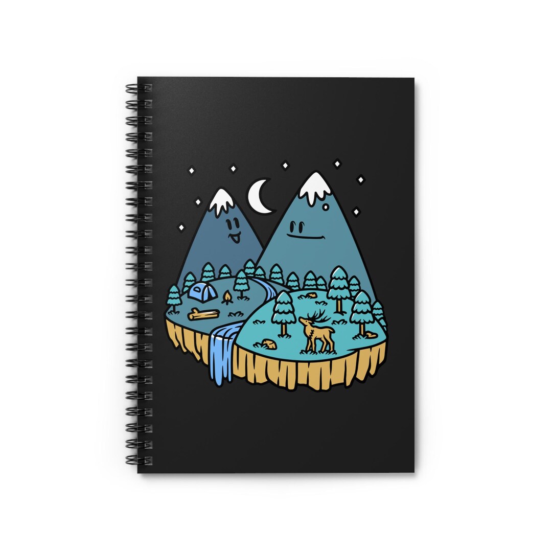 Cute Night Mountains Spiral Notebook - Cozy Moonlit Nature Journal for ...