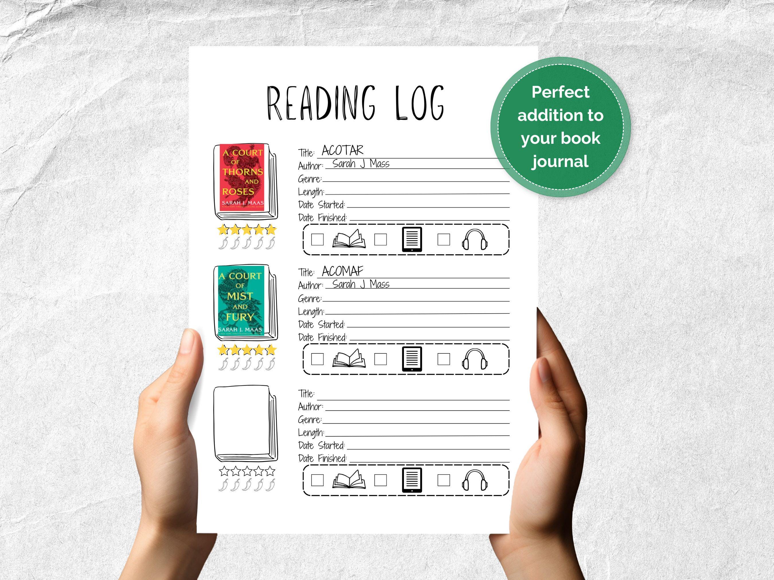 Book Log Reader Reading Log Printable, Book Tracker for Book Lovers, Reading Journal ...