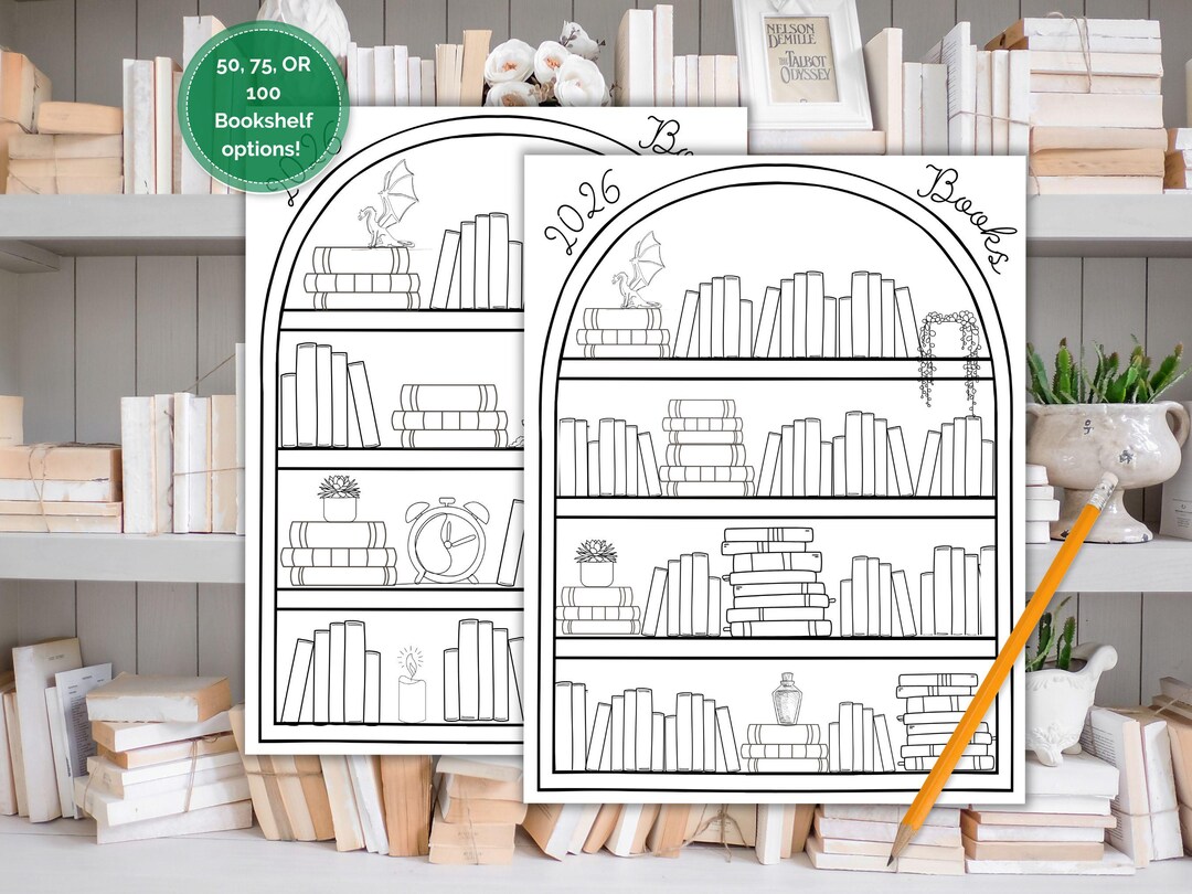 2026 Bookshelf Reading Tracker, Printable Bookshelf, Book Tracker ...