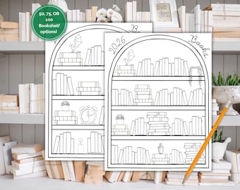 2026 Bookshelf Reading Tracker, Printable Bookshelf, Book Tracker Printable, (Digital Download)