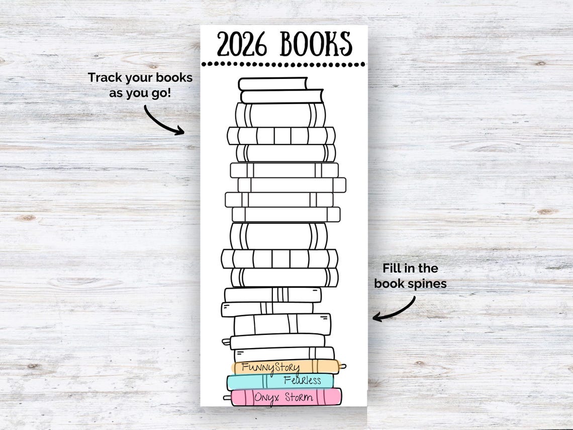 2026 Book Tracker Bookmark, Printable Bookmark, Reading Log Bookmark ...