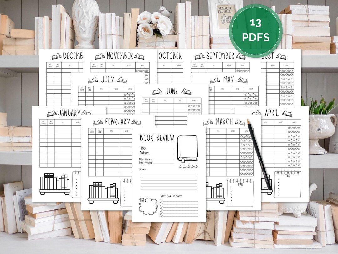 Reading Planner Printable Bundle, Book Tracker, TBR List, Monthly. Reading Log, 13 Page Book ...
