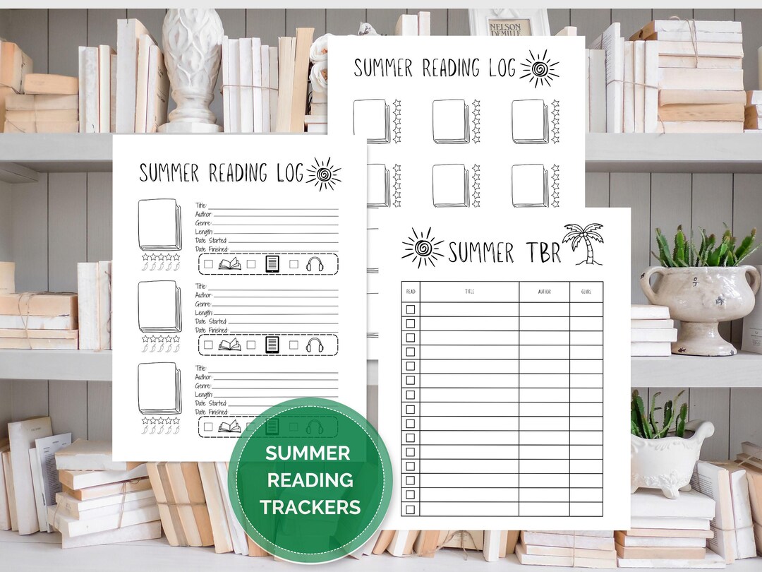 Summer Reading Log Printable, Kids & Family Summer Reading Tracker, TBR ...