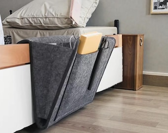 Felt Bedside Organizer , Minimalist Storage Pocket for Books , Phone & Glasses