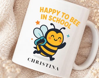 Personalisierte Bienen Tasse – Einschulung Geschenk – Lustiges Motiv für Schüler – Süße Biene Motiv – Lustiges Schulstart Geschenk