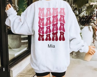 Mama Pullover mit Personalisierung auf der Rückseite Est. 2026 – Oversized Sweatshirt Geschenk für werdende Mama, Schwangerschaft Outfit