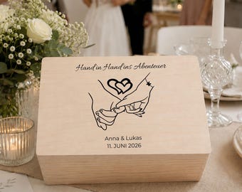 Personalisiertes Hochzeitsgeschenk, Hochzeitsbox mit Namen, Geschenk zur Hochzeit, Erinnerungsbox für Hochzeiten und Verlobungen.