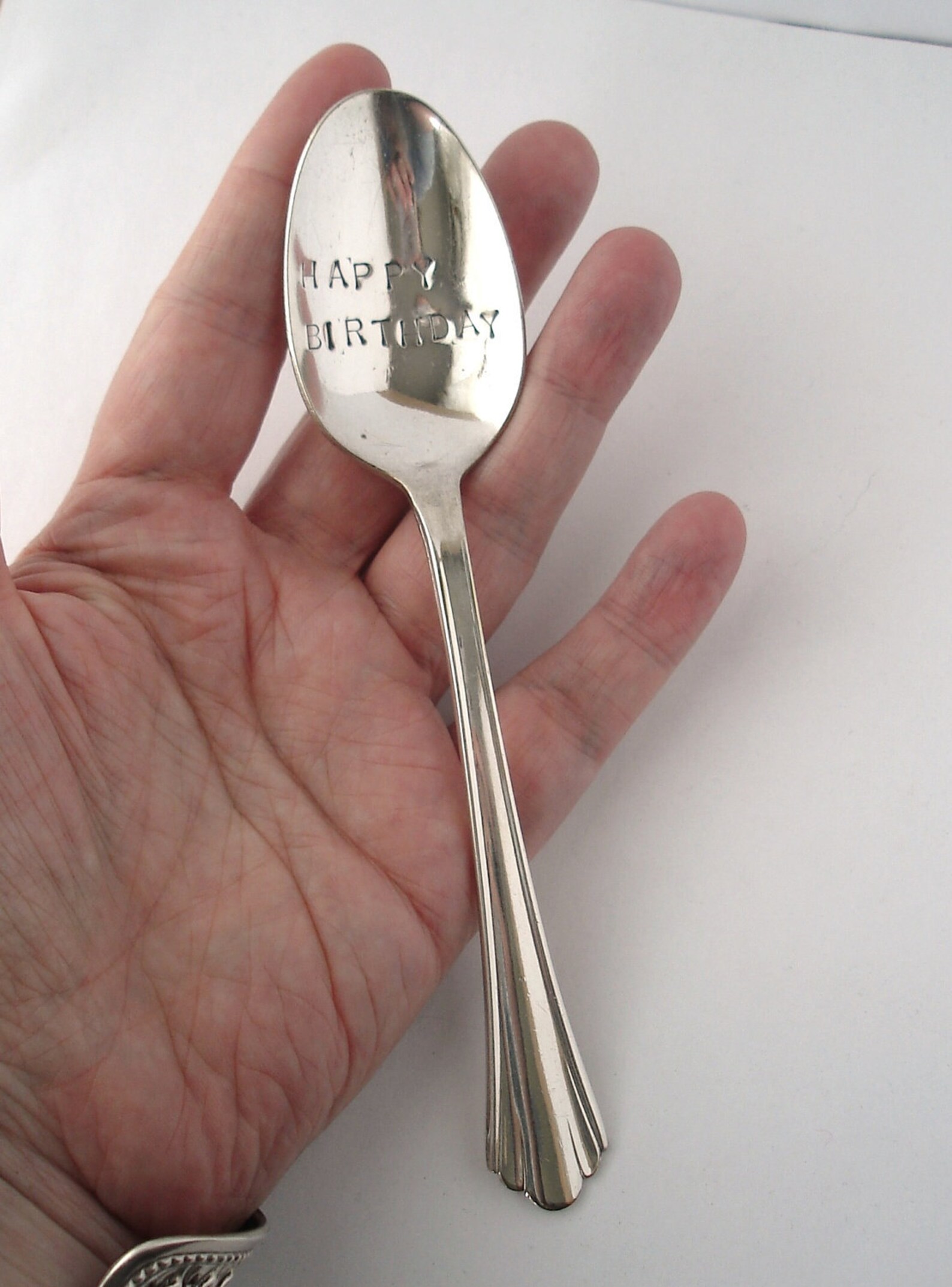The Happy Birthday Spoon Vintage Hand stamped Silverplated Etsy