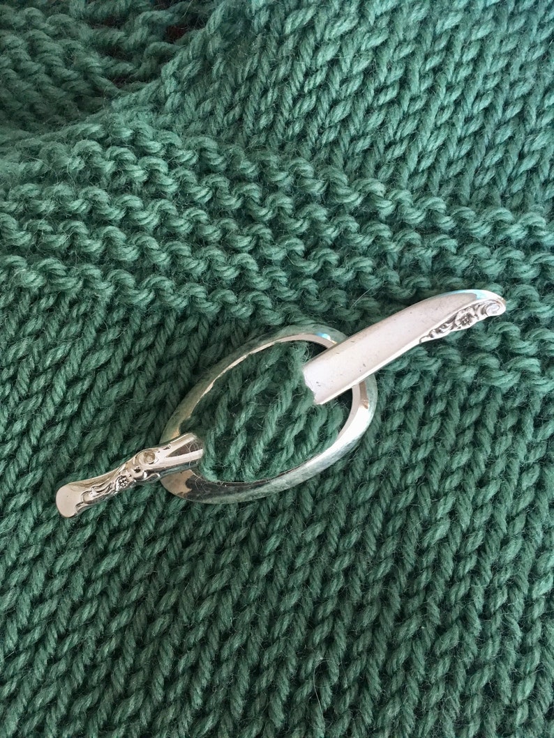 Antique Spoon Shawl Pin Floral Pattern