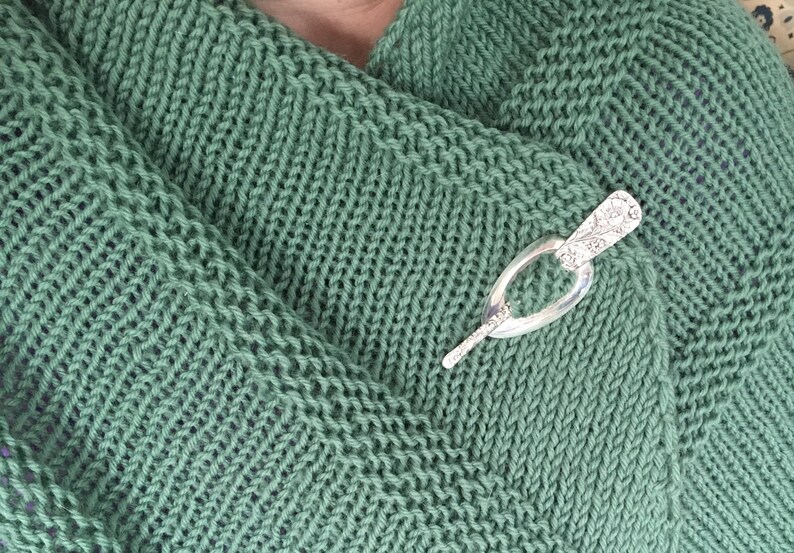 Antique Spoon Shawl Pin Floral Pattern