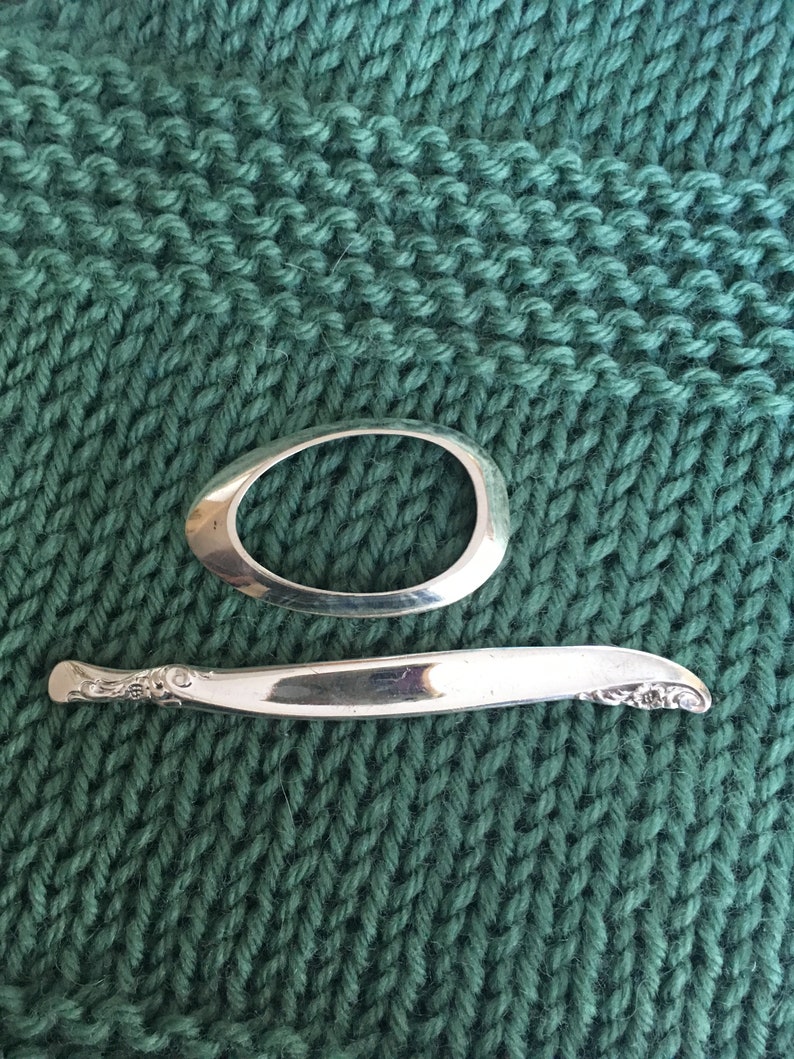 Antique Spoon Shawl Pin Floral Pattern