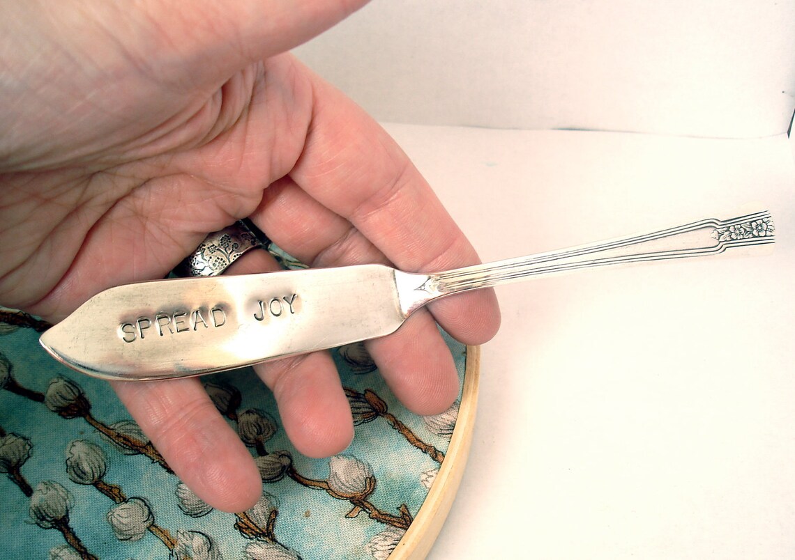 Vintage Butter Spreader Spread Joy Hand Stamped Hostess Etsy