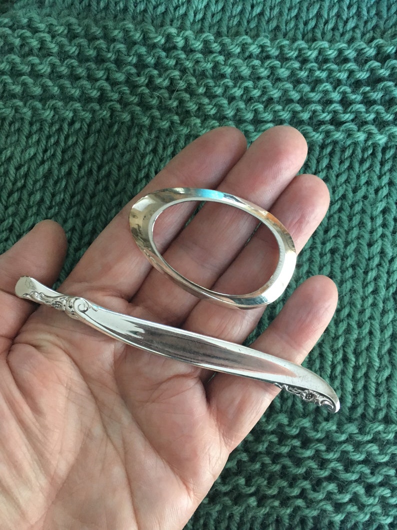 Antique Spoon Shawl Pin Floral Pattern