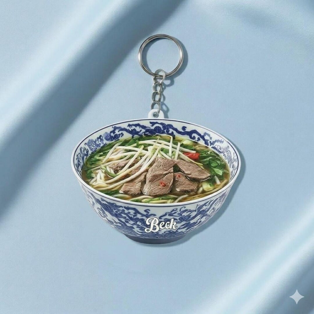Personalized Vietnamese Pho Beef Keychain, Custom Name Foodie Gift, Pho ...