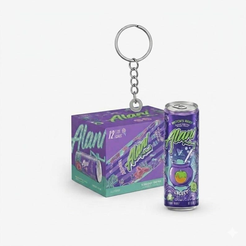 Alani Nu Hawaiian Shaved Ice Energy Drink Keychain, 2D Mini Can Bag Charm image 3