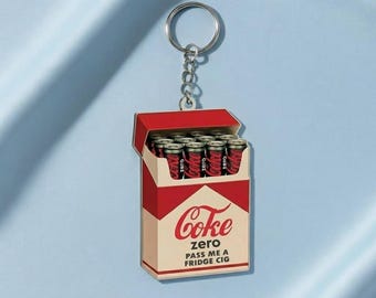 Coke Zero Fridge Cigs Keychain, 2D Flat Acrylic Meme Bag Accessory
