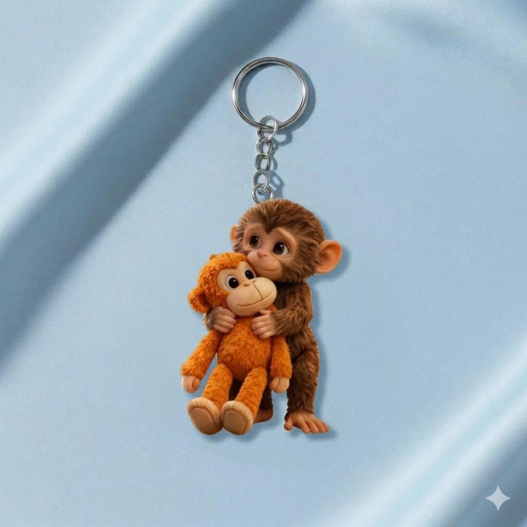 Monkees Keychains Monkey Keychain With Baby Monkey, Personalized Bag Charm, Acrylic ...