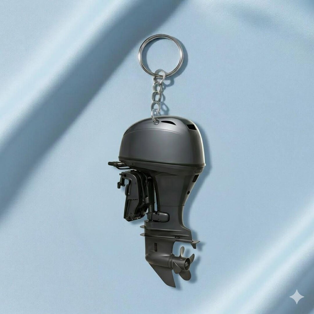 Personalized Outboard Motor Keychain, Custom Acrylic Boat Engine Charm ...