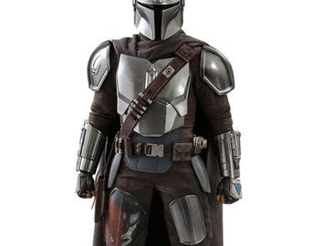 Din Djarin Mandalorian Cosplay Suit | Beskar Armor Costume | Star Wars Bounty Hunter Outfit with Cape & Holster Belt