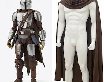 Din Djarin Mandalorian Cloak | Star Wars Mando Cosplay Cape | Bounty Hunter Shoulder Shawl | Galactic Warrior Cloak & Soft Parts