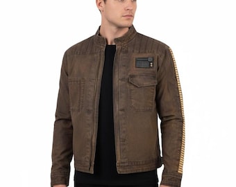 Star Wars Cassian Andor Inspired Dark Brown Canvas Jacket | Rebel Alliance Cosplay Costume | Rogue One Rebel Leader Men's Outfit