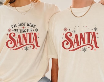 Funny Couples Christmas T Shirts Matching Santa Shirts His and Hers Holiday Tees Cute Christmas Couple Outfit Christmas Gift Set Idea