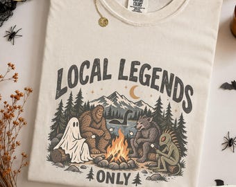 Cryptid Shirt Bigfoot Campfire Tee Local Legends Comfort Colors Shirt Funny Camping Tee Vintage Spooky Halloween Cryptozoology Lover Gift