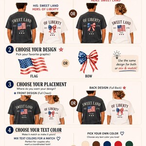 Couples 4th of July Shirt, Personalized Matching Patriotic Shirts, Sweet Land Of Liberty Tee, USA Flag Couple Shirt, Custom July 4th Tee Bild 4