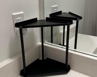 2 Tier Corner Shelf, Metal Vanity Organizer for Skincare, Makeup Storage Rack