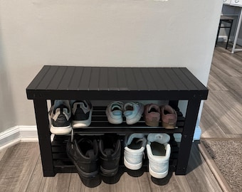 Bamboo Shoe Rack Bench, 3 Tier Entryway Storage Organizer Seat