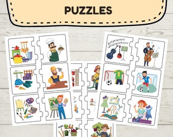 Jobs & Professions Flashcards for Kids | Community Helpers Matching Game | Preschool Learning Printable