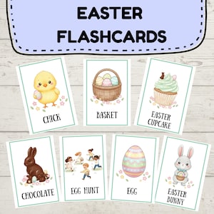 Easter Vocabulary Flashcards, Spring Montessori Learning (PDF Download A4 Size)